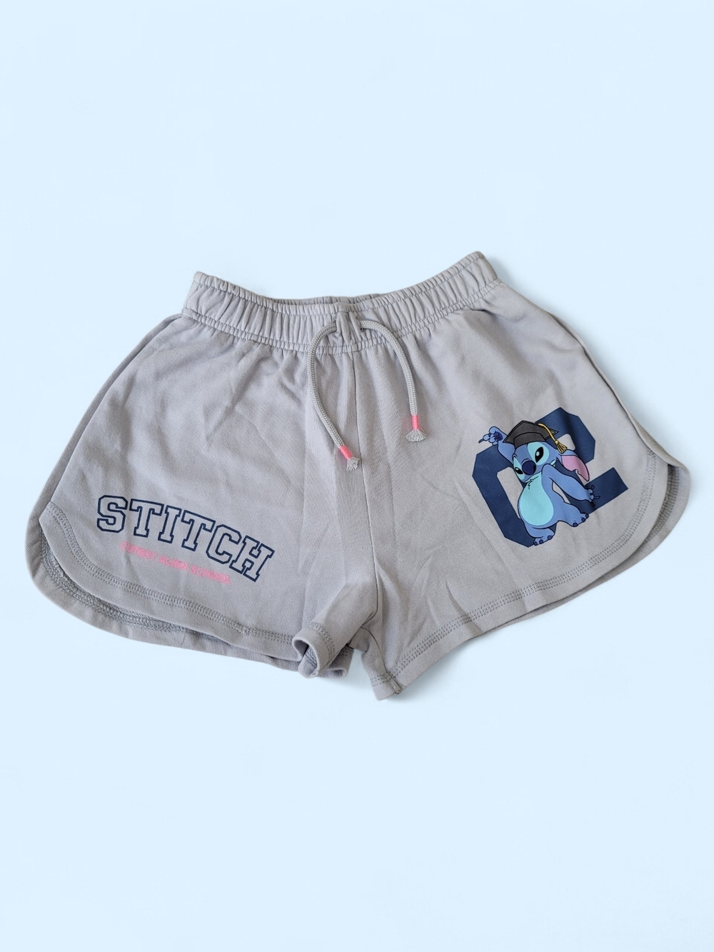 NEW Zara x Disney Girls 12-13Y Blue Stitch Shorts Athleisure Comfy Graduation
